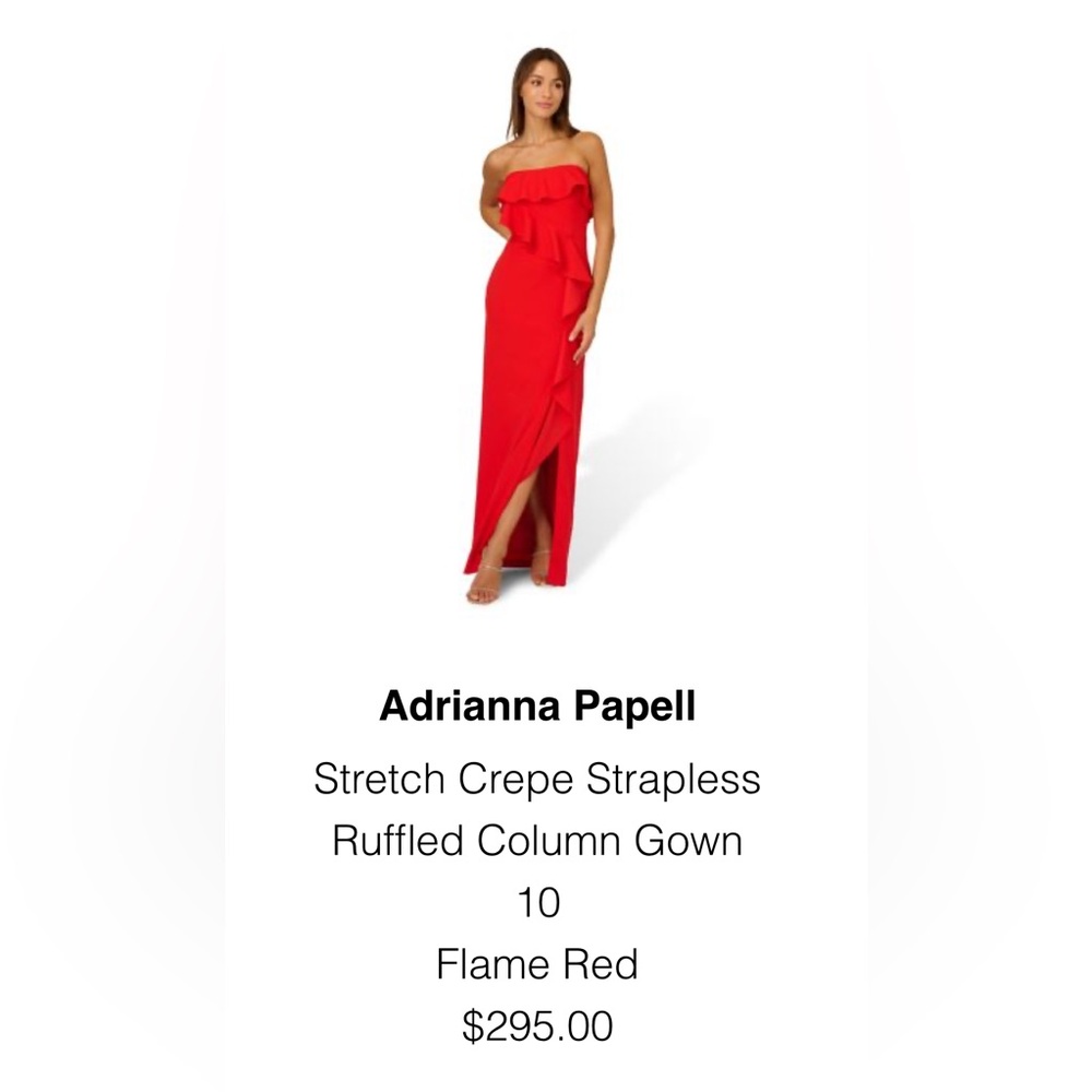 Adrianna Papell Flame Red Strapless Gown